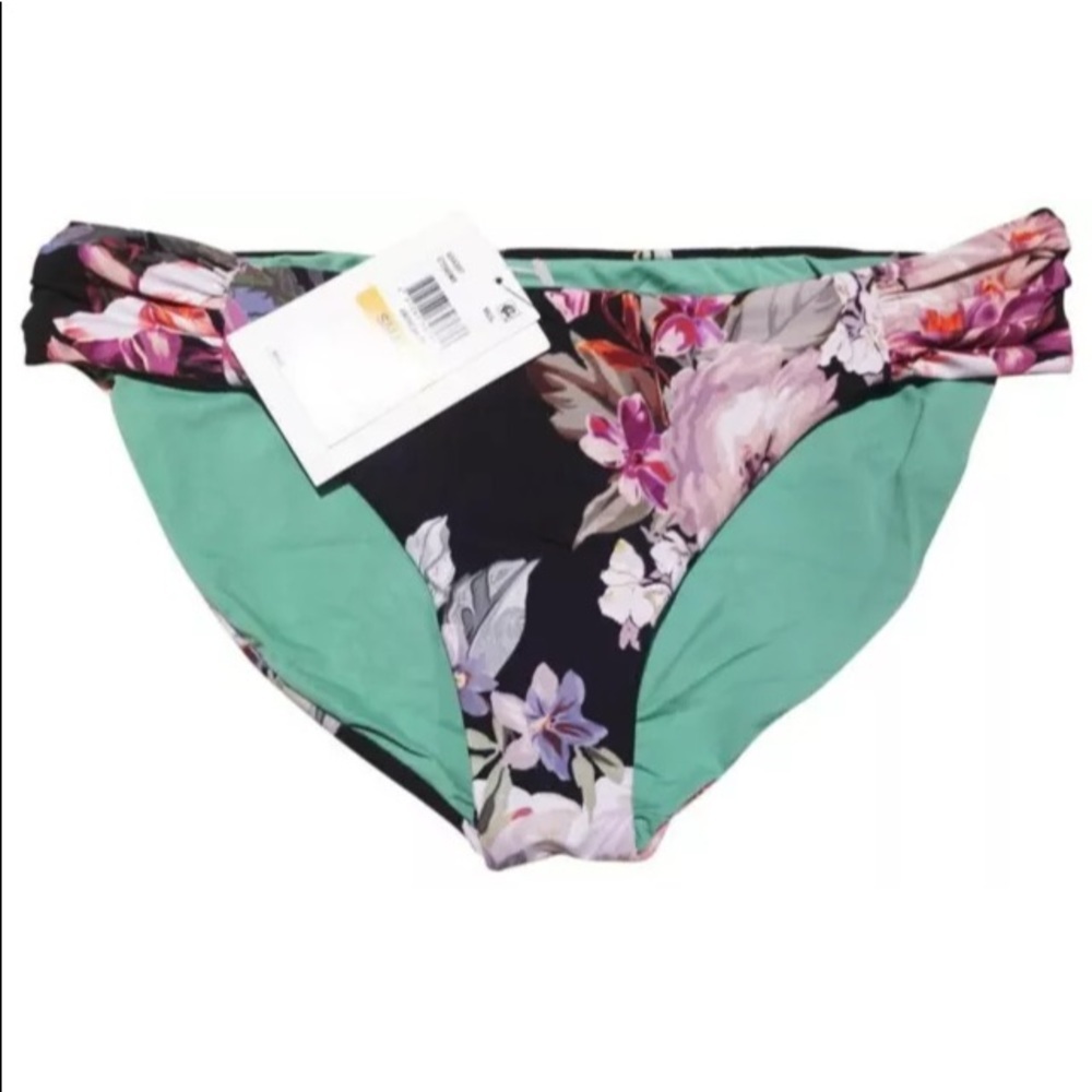 Becca Bikini Bottoms Small 4 6 Spring Fling Floral Tropical Print Ruched NWT